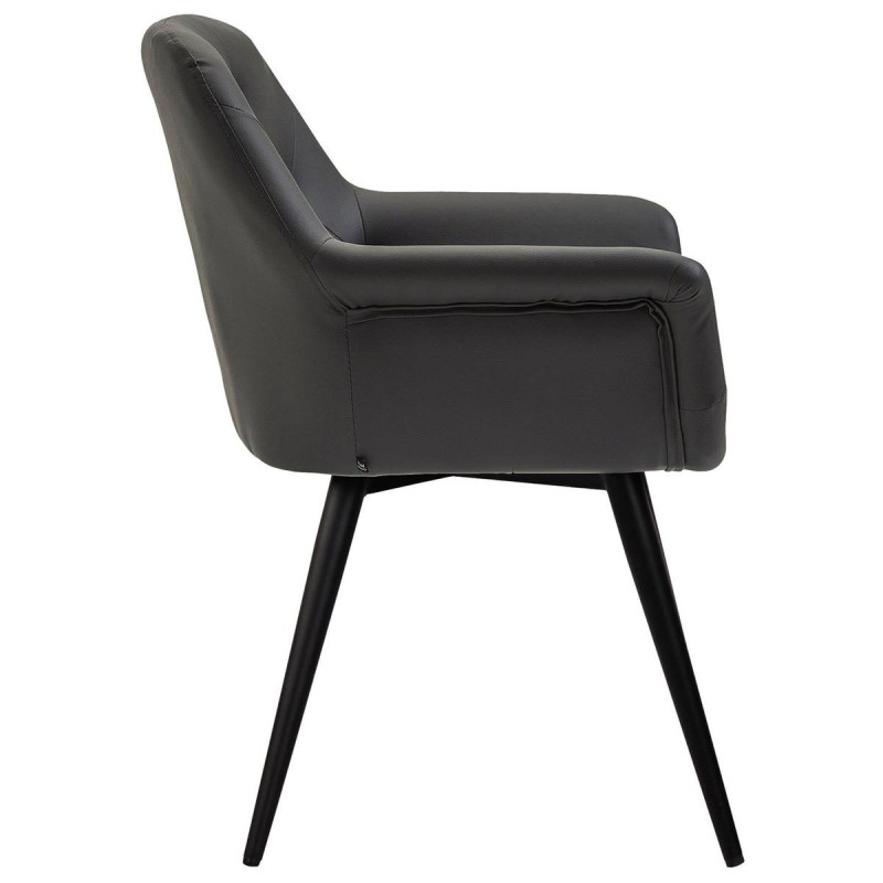 Silla de Confidente LIDIA, Patas Negras, en Piel color Negro