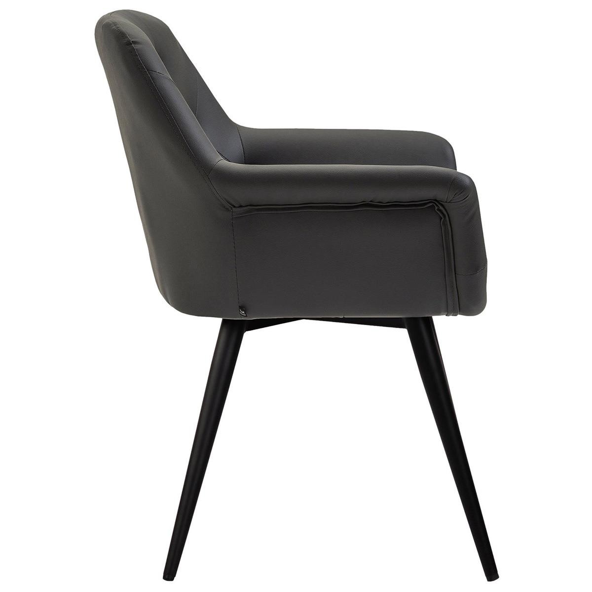 Silla de Confidente LIDIA, Patas Negras, en Piel color Negro