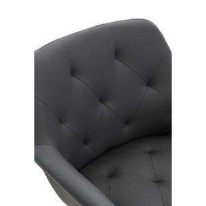 Silla de Confidente LIDIA, Patas Negras, en Piel color Negro
