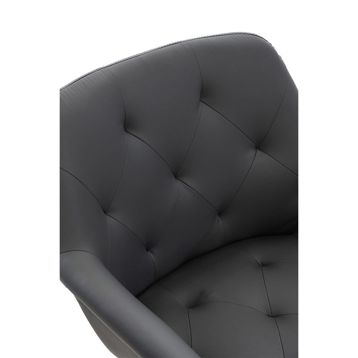 Silla de Confidente LIDIA, Patas Negras, en Piel color Negro