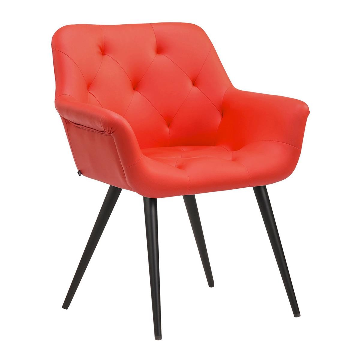Silla de Confidente LIDIA, Patas Negras, en Piel color Negro