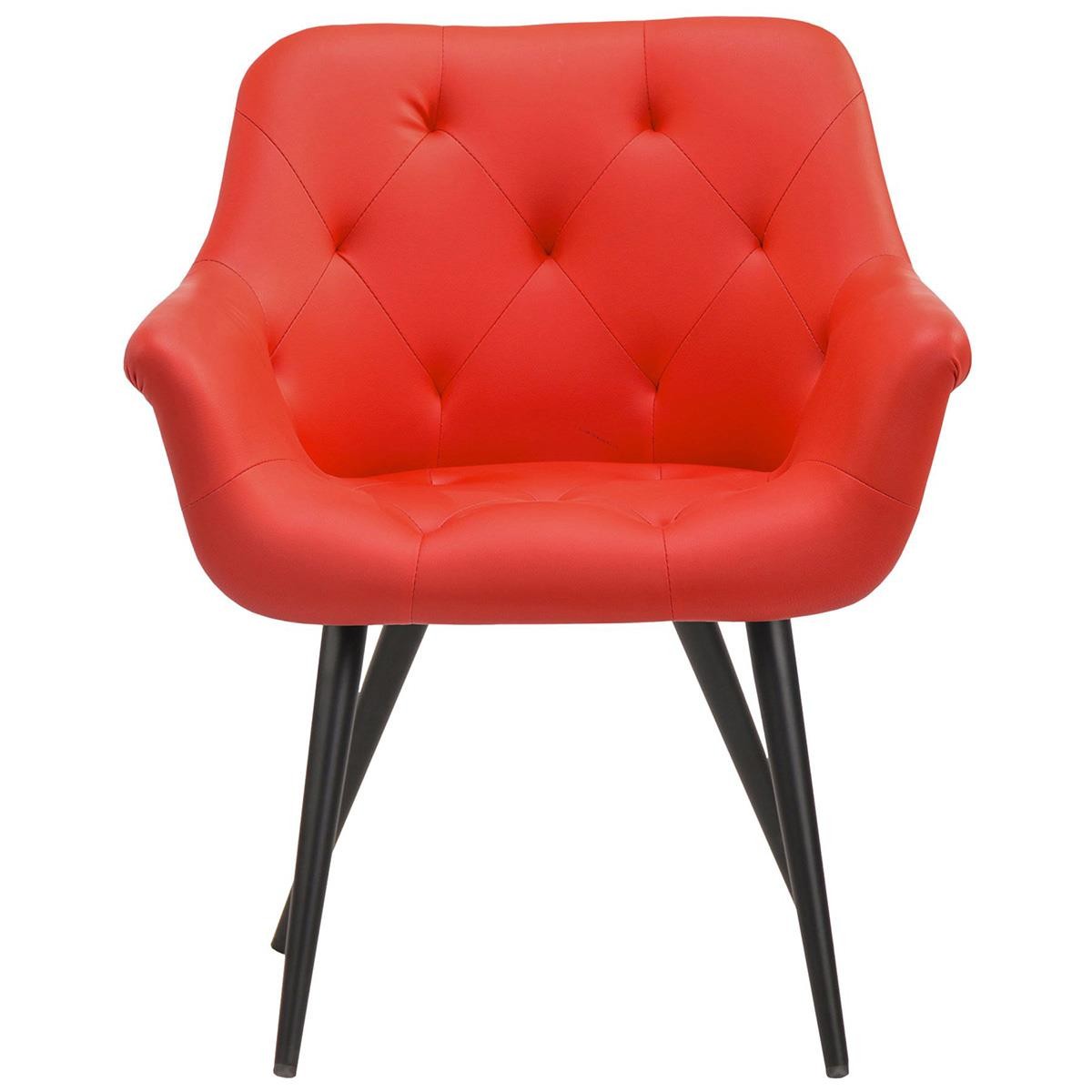 Silla de Confidente LIDIA, Patas Negras, en Piel color Negro