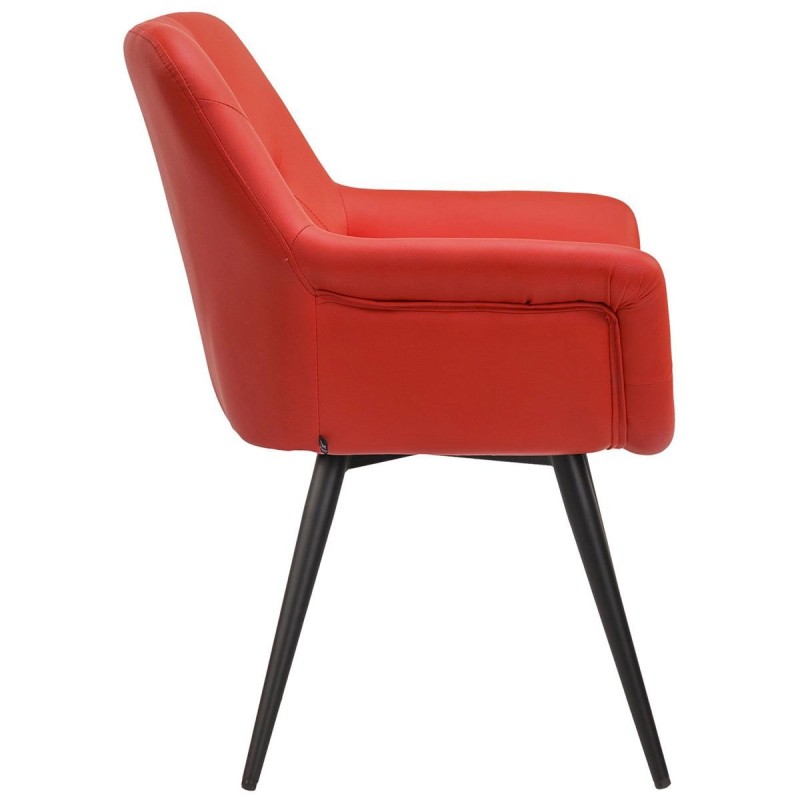 Silla de Confidente LIDIA, Patas Negras, en Piel color Negro