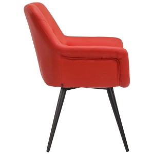 Silla de Confidente LIDIA, Patas Negras, en Piel color Negro