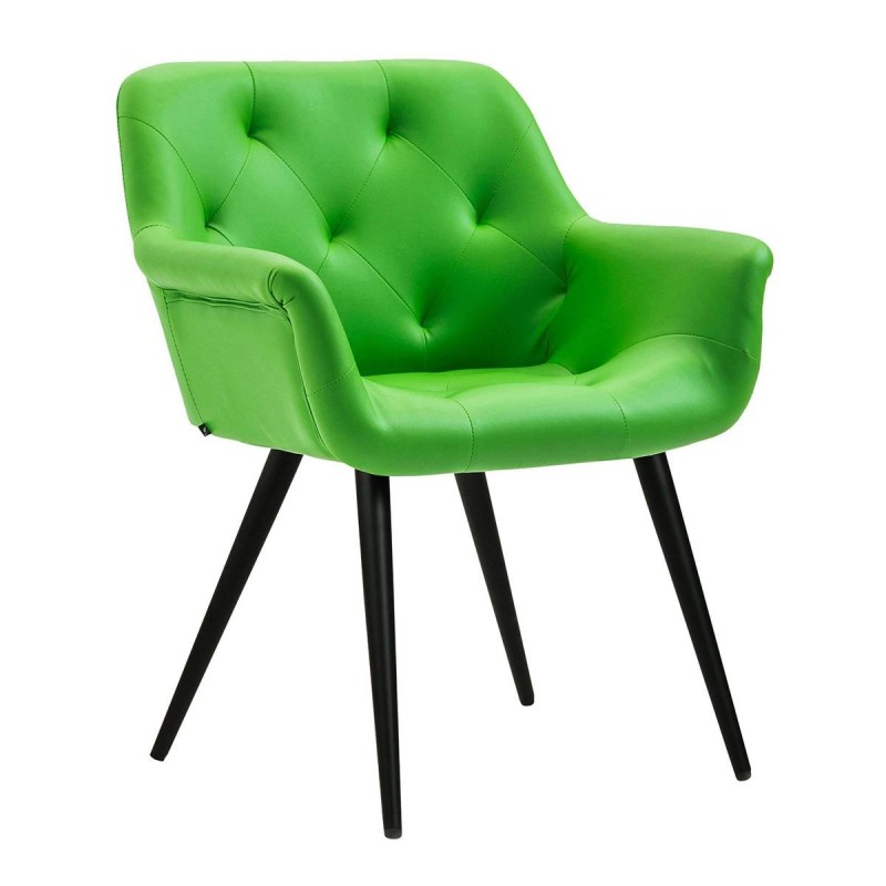 Silla de Confidente LIDIA, Patas Negras, en Piel color Negro