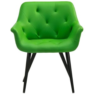 Silla de Confidente LIDIA, Patas Negras, en Piel color Negro