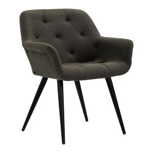 Silla de Confidente LIDIA, Patas Negras, en Tela color Negro