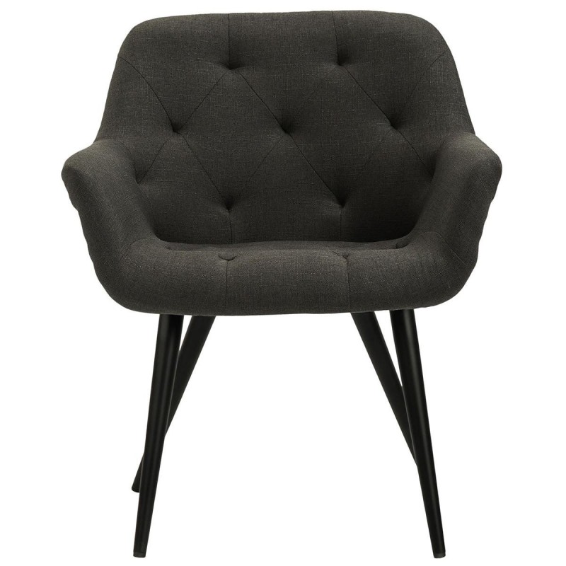 Silla de Confidente LIDIA, Patas Negras, en Tela color Negro