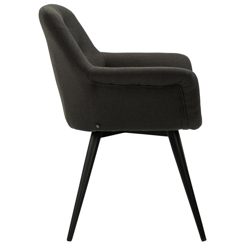 Silla de Confidente LIDIA, Patas Negras, en Tela color Negro