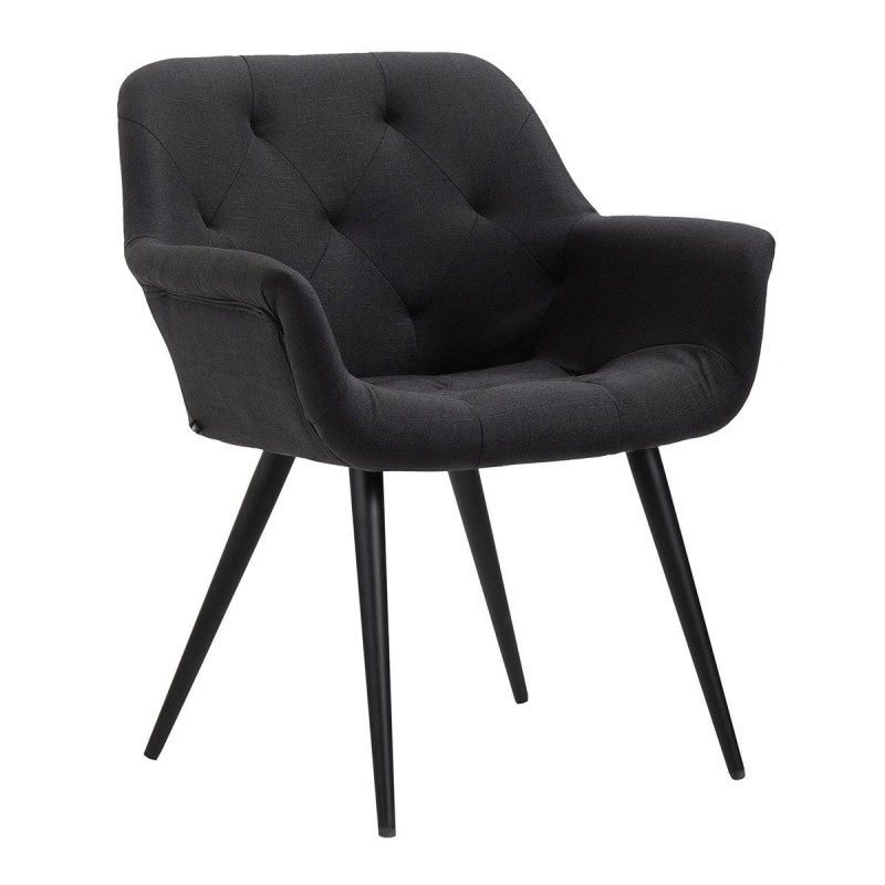 Silla de Confidente LIDIA, Patas Negras, en Tela color Negro
