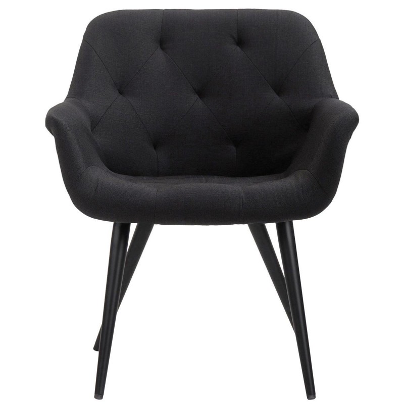 Silla de Confidente LIDIA, Patas Negras, en Tela color Negro