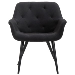 Silla de Confidente LIDIA, Patas Negras, en Tela color Negro