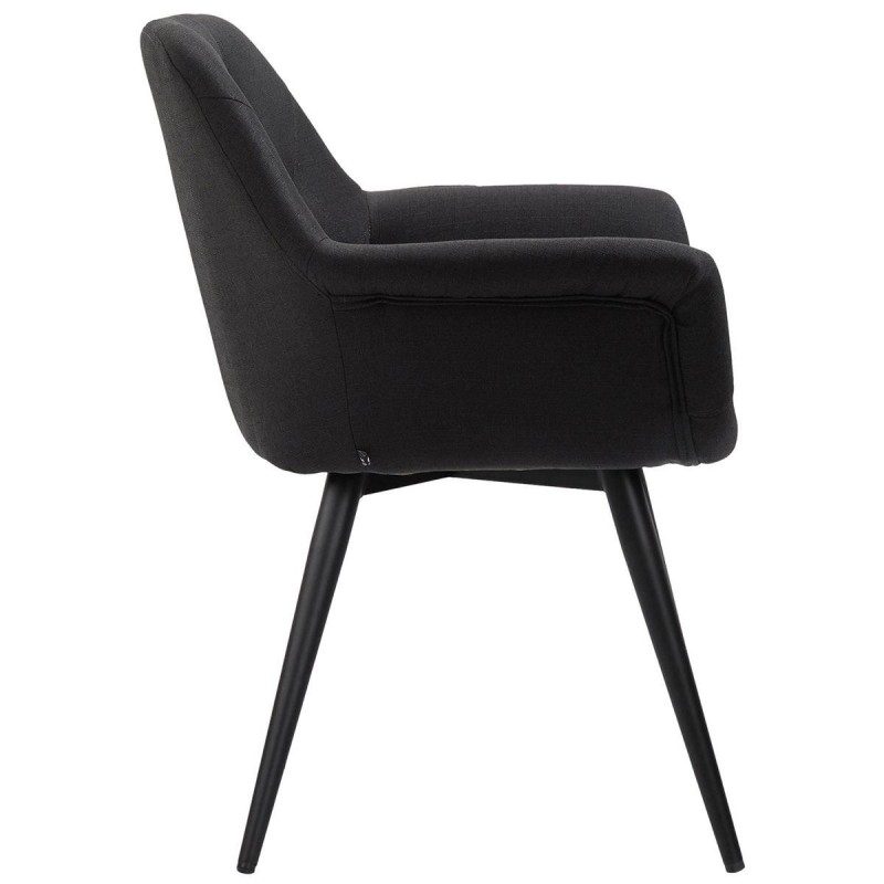 Silla de Confidente LIDIA, Patas Negras, en Tela color Negro