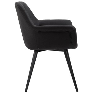Silla de Confidente LIDIA, Patas Negras, en Tela color Negro