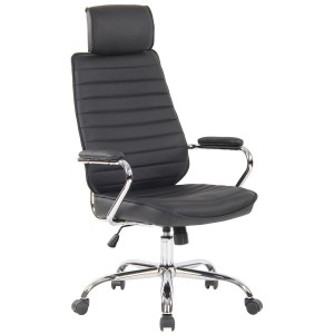 Sillón Ejecutivo modelo RENO, estructura metal, en piel genuina color Negro