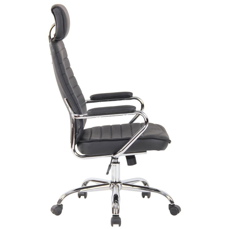Sillón Ejecutivo modelo RENO, estructura metal, en piel genuina color Negro
