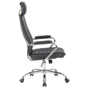 Sillón Ejecutivo modelo RENO, estructura metal, en piel genuina color Negro