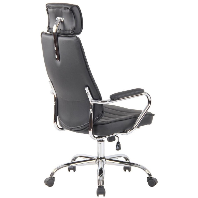Sillón Ejecutivo modelo RENO, estructura metal, en piel genuina color Negro