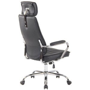 Sillón Ejecutivo modelo RENO, estructura metal, en piel genuina color Negro