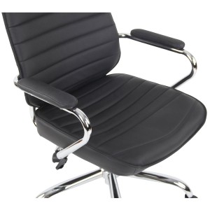 Sillón Ejecutivo modelo RENO, estructura metal, en piel genuina color Negro
