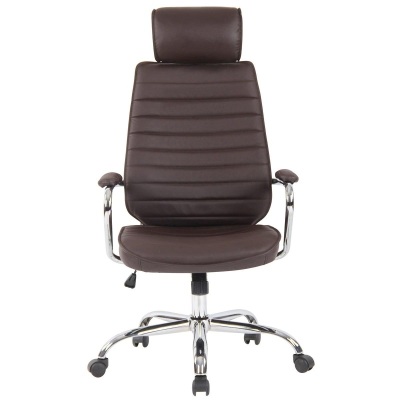 Sillón Ejecutivo modelo RENO, estructura metal, en piel genuina color Negro