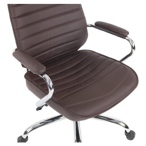 Sillón Ejecutivo modelo RENO, estructura metal, en piel genuina color Negro