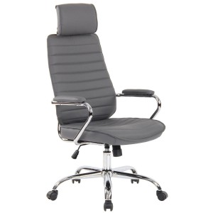 Sillón Ejecutivo modelo RENO, estructura metal, en piel genuina color Negro