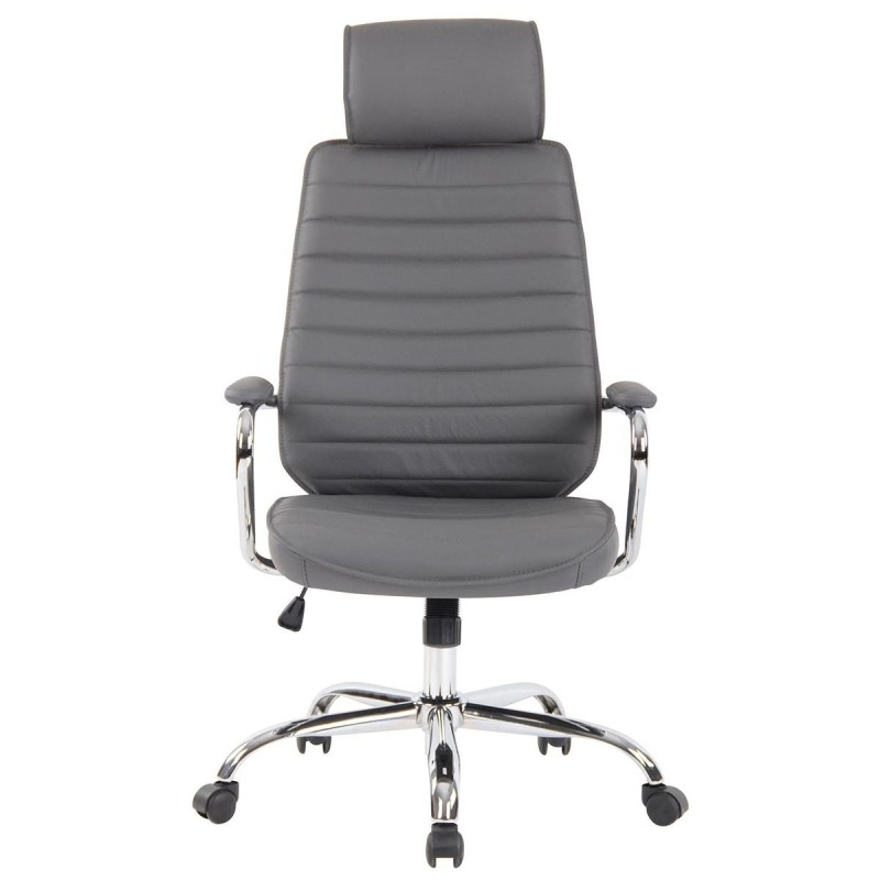Sillón Ejecutivo modelo RENO, estructura metal, en piel genuina color Negro