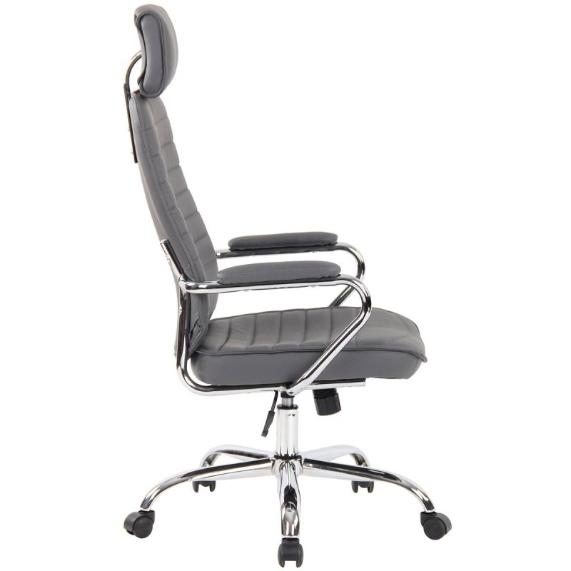 Sillón Ejecutivo modelo RENO, estructura metal, en piel genuina color Negro
