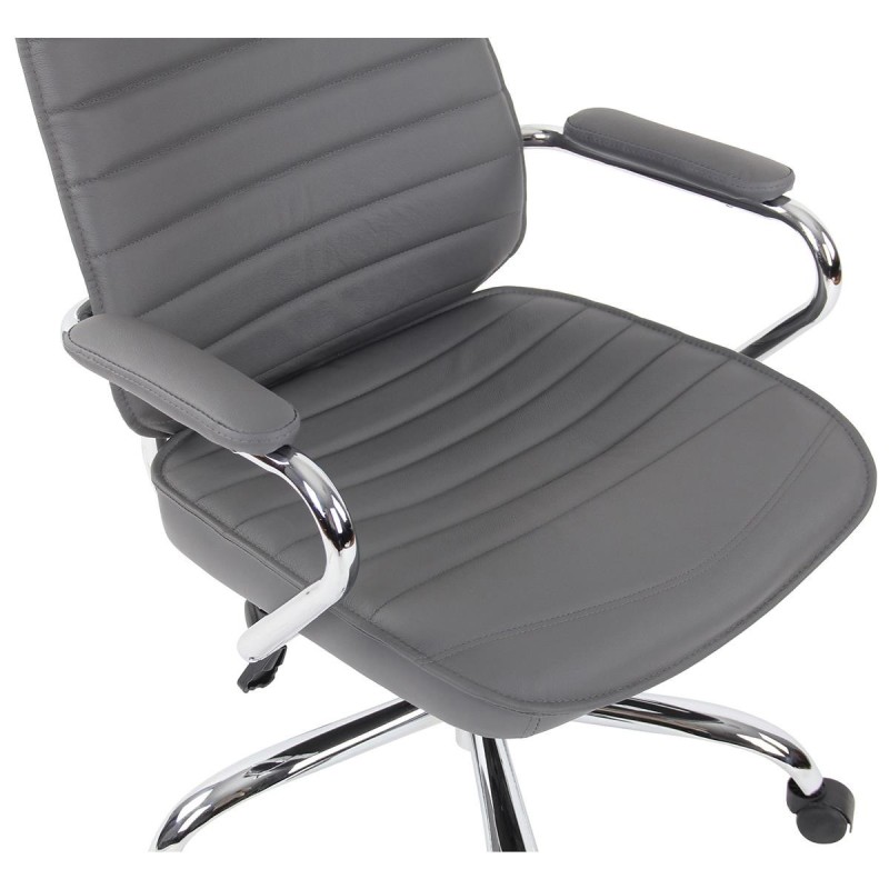 Sillón Ejecutivo modelo RENO, estructura metal, en piel genuina color Negro