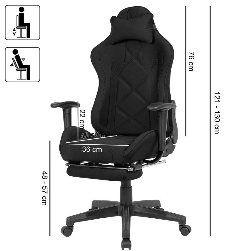 Silla Gaming OMERO en Tela color Negro