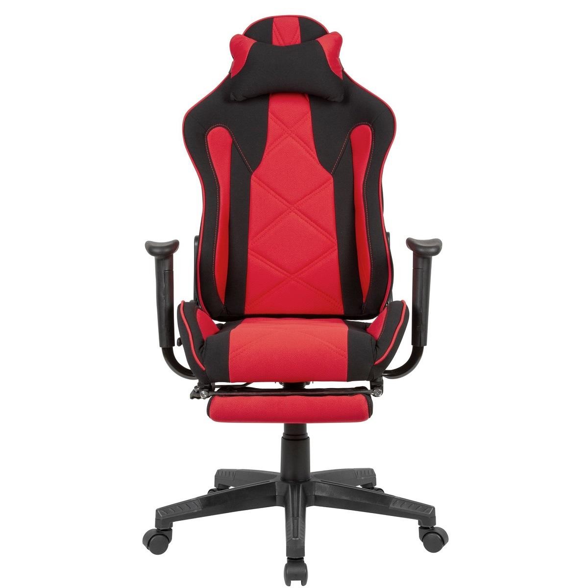 Silla Gaming OMERO, Respaldo Reclinable, Incluye Cojín Cervical y Reposapiés, en Tela color Negro