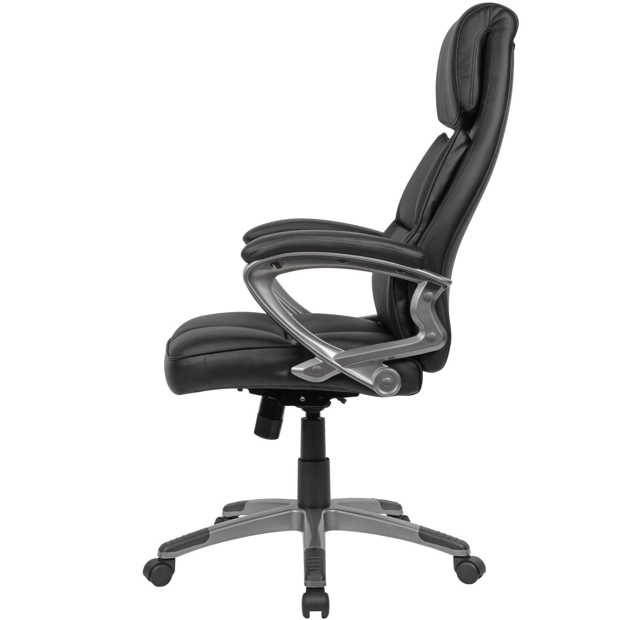 Sillón de Oficina TORINO, Grueso Acolchado, Mecanismo Basculante, en Piel color Negro