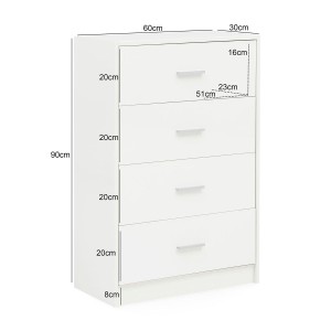 Armario ARTICK, 4 cajones, madera color Blanco