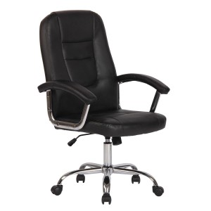 Silla de oficina TRAVIS, grueso acolchado, en piel color negro