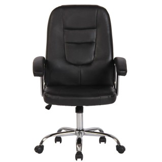 Silla de oficina TRAVIS, grueso acolchado, en piel color negro 2