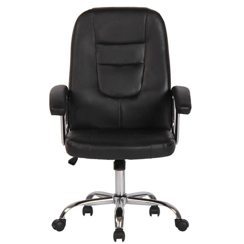 Silla de oficina TRAVIS, grueso acolchado, en piel color negro