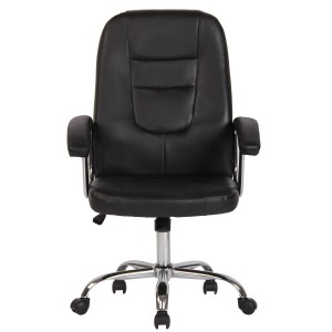 Silla de oficina TRAVIS, grueso acolchado, en piel color negro