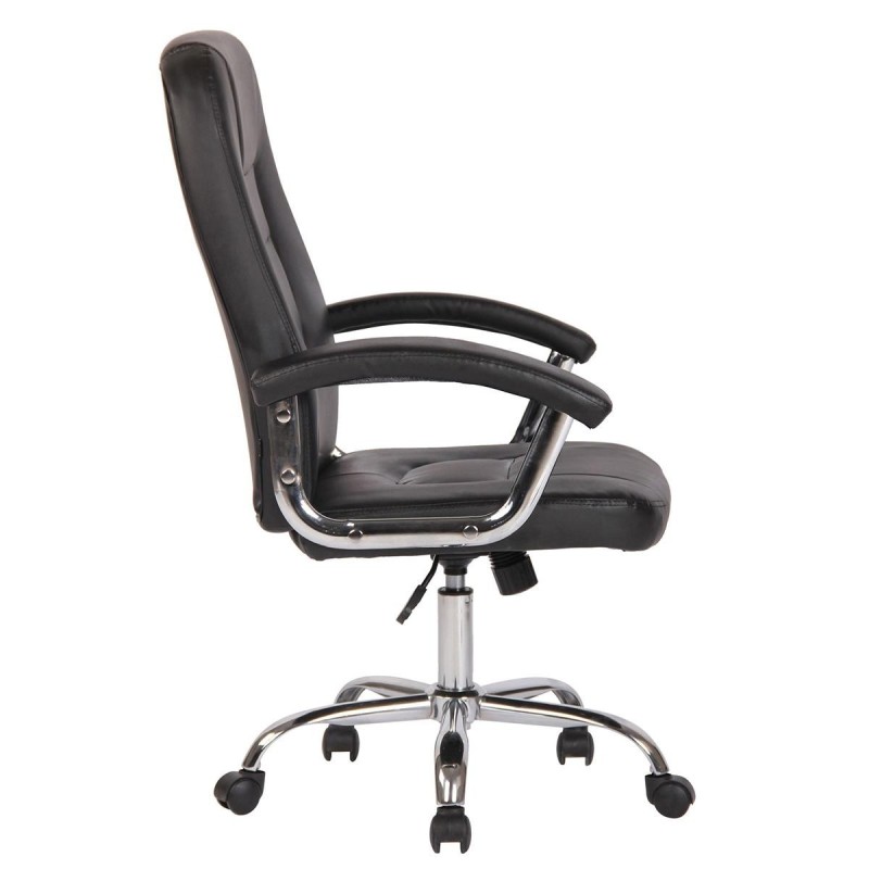 Silla de oficina TRAVIS, grueso acolchado, en piel color negro