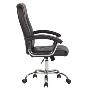 Silla de oficina TRAVIS, grueso acolchado, en piel color negro