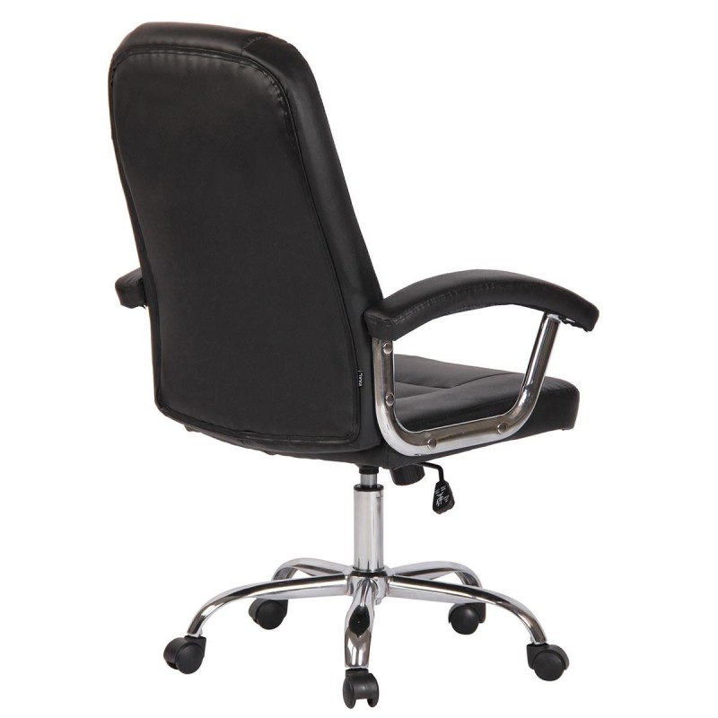 Silla de oficina TRAVIS, grueso acolchado, en piel color negro