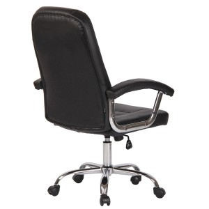Silla de oficina TRAVIS, grueso acolchado, en piel color negro