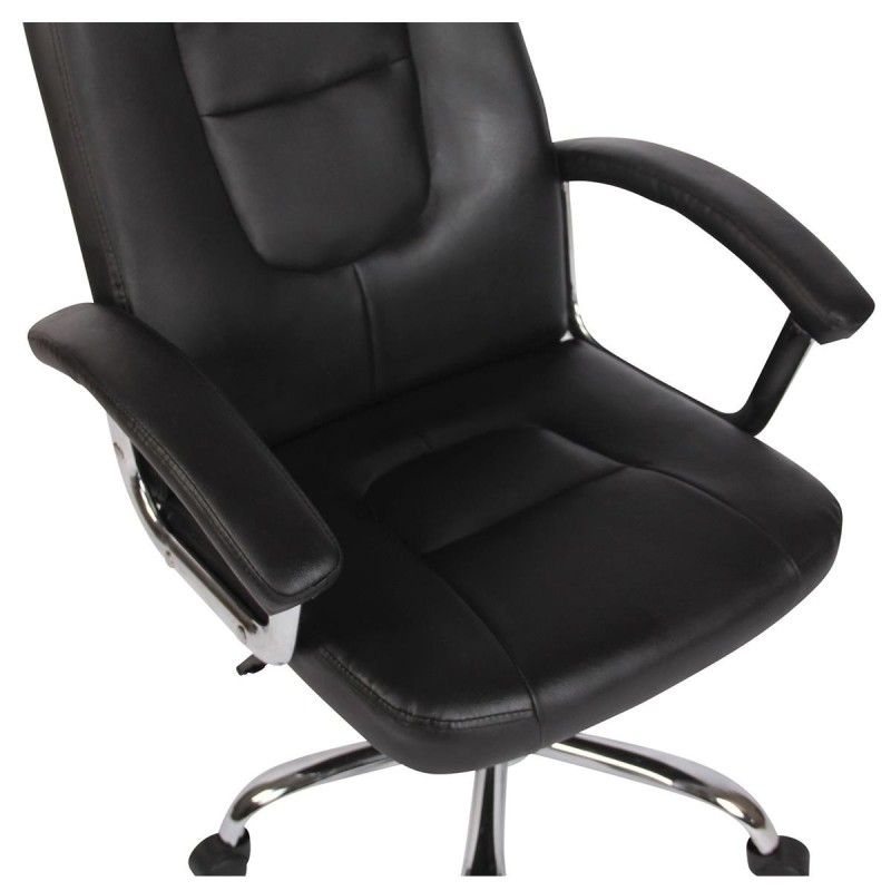 Silla de oficina TRAVIS, grueso acolchado, en piel color negro