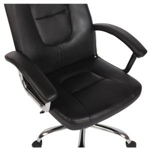 Silla de oficina TRAVIS, grueso acolchado, en piel color negro