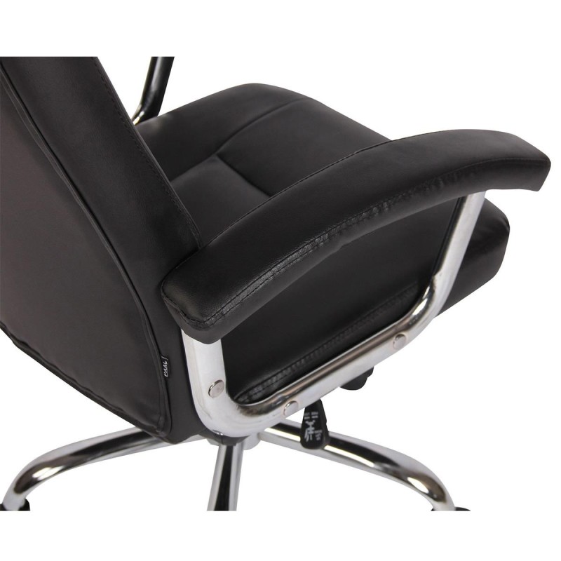Silla de oficina TRAVIS, grueso acolchado, en piel color negro