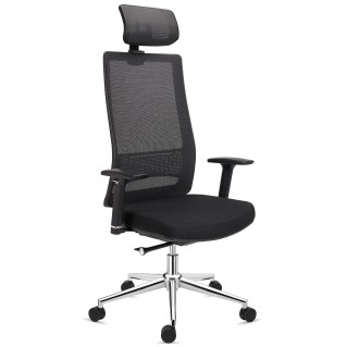Silla Ergonómica SANTOS con reposacabezas, uso 8h, negro