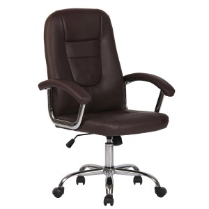 Silla de oficina TRAVIS, grueso acolchado, en piel color negro