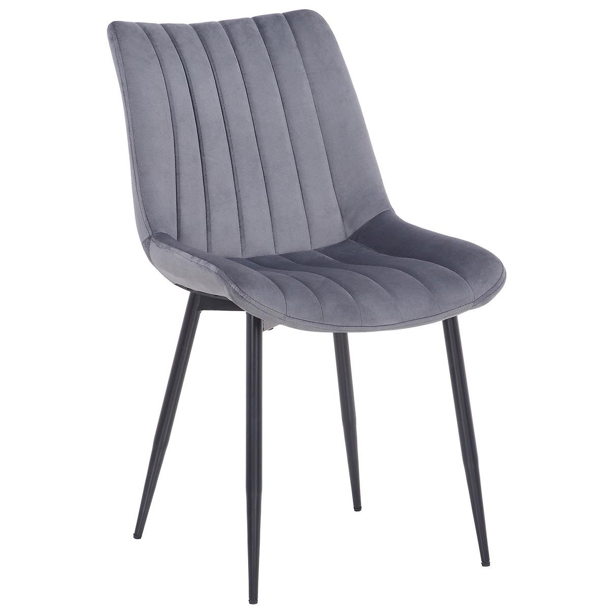 Silla de Confidente ZEFIR, Grueso Acolchado, Patas Metálicas, en Terciopelo color Negro