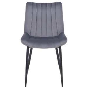 Silla de Confidente ZEFIR, Patas Metálicas, en Terciopelo color Negro