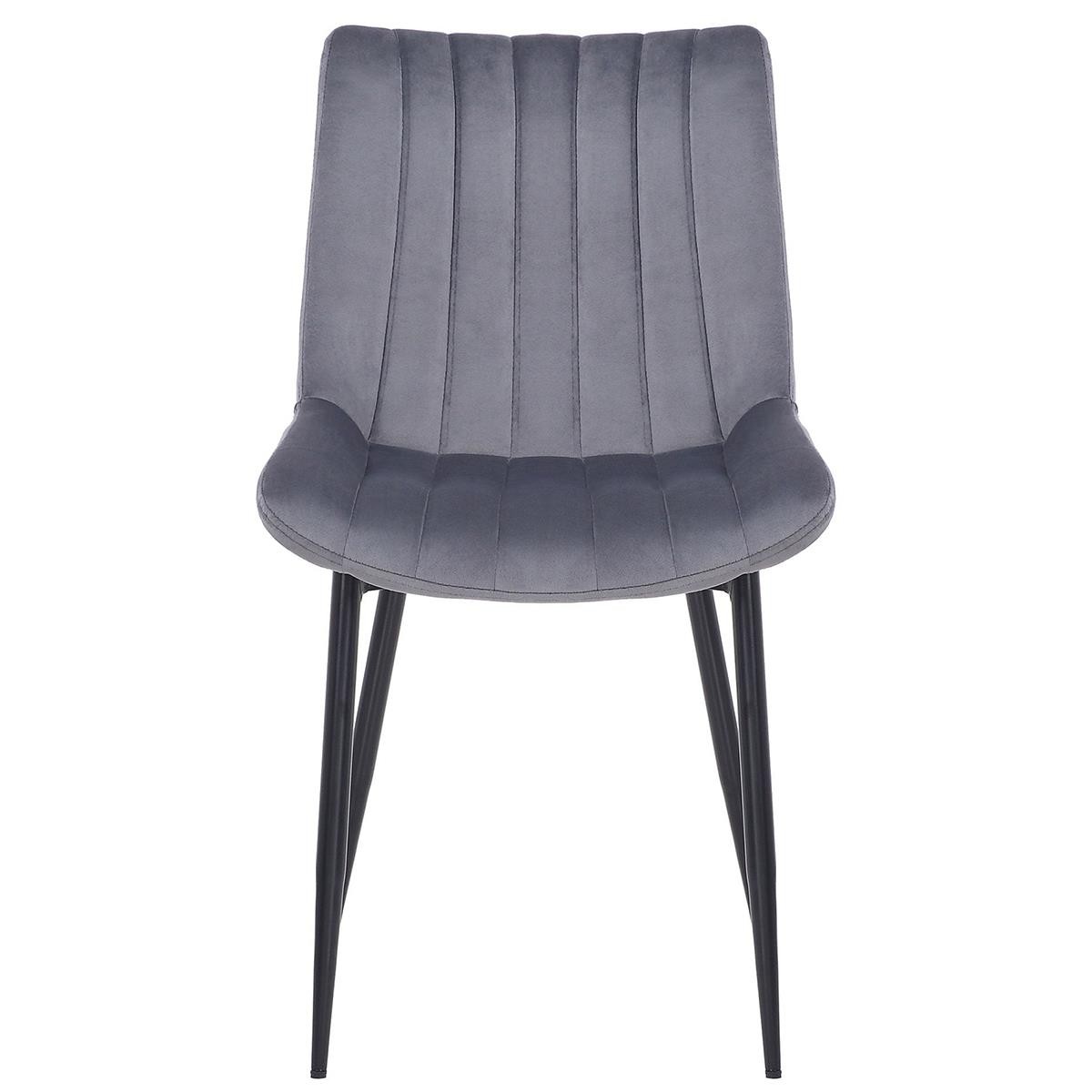 Silla de Confidente ZEFIR, Grueso Acolchado, Patas Metálicas, en Terciopelo color Negro